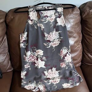 100%Silk- ladies Joie tank. Racer back. Grey floral